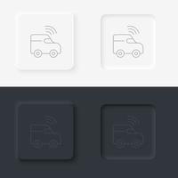 Car, gps, drive, smart icon - Vector. Artificial intelligence neumorphic style vector icon set