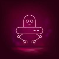 Robot, ufo neon icon - vector. Artificial intelligence vector