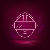 Vr, hat, man neon icon - vector Artificial intelligence