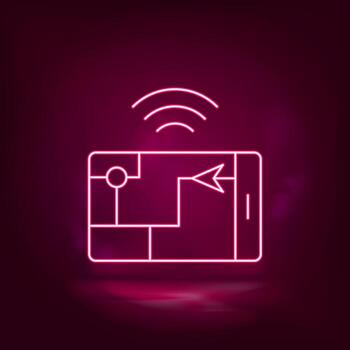Gps, smart, location neon icon - vector Artificial intelligence