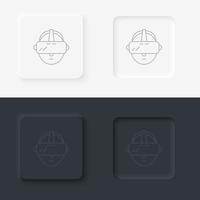 Vr, hat, man icon - Vector. Artificial intelligence neumorphic style vector icon set