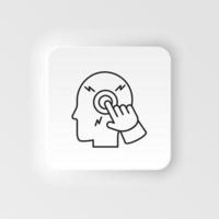 Computer, down, shut, smart, brain, man icon - Vector. Artificial intelligence neumorphic style vector icon on white background