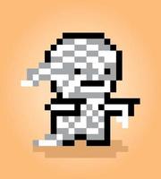 8 bit pixel mummy. ghost for game assets and cross stitch patterns in vector illustrations.