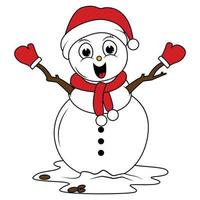 cute snowman cartoon illustration graphic vector
