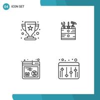 Stock Vector Icon Pack of 4 Line Signs and Symbols for cup online champion carpenter web Editable Vector Design Elements