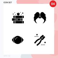 Universal Icon Symbols Group of 4 Modern Solid Glyphs of book eye apple movember human Editable Vector Design Elements