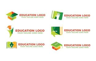 logotipo de educación abstracta y colección de símbolos vector