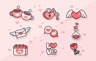 Hand Drawn Valentine Sticker Set vector