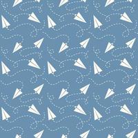 Paper Plane Seamless Pattern with Blue Background vector