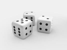 White dice isolated on white background. 3d render photo