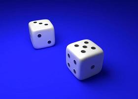 Dice placed on blue background. 3d render photo