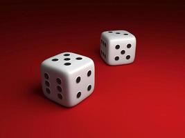 Dice placed on red background. 3d render photo