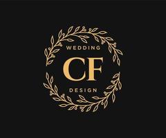 colección de logotipos de monogramas de boda con letras iniciales cf, plantillas florales y minimalistas modernas dibujadas a mano para tarjetas de invitación, guardar la fecha, identidad elegante para restaurante, boutique, café en vector