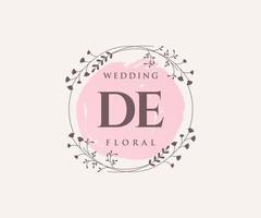 DE Initials letter Wedding monogram logos template, hand drawn modern minimalistic and floral templates for Invitation cards, Save the Date, elegant identity. vector