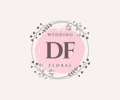 DF Initials letter Wedding monogram logos template, hand drawn modern minimalistic and floral templates for Invitation cards, Save the Date, elegant identity. vector