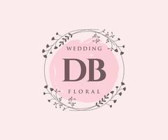 DB Initials letter Wedding monogram logos template, hand drawn modern minimalistic and floral templates for Invitation cards, Save the Date, elegant identity. vector