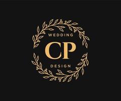 CP Initials letter Wedding monogram logos collection, hand drawn modern minimalistic and floral templates for Invitation cards, Save the Date, elegant identity for restaurant, boutique, cafe in vector