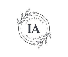 IA Initials letter Wedding monogram logos template, hand drawn modern minimalistic and floral templates for Invitation cards, Save the Date, elegant identity. vector