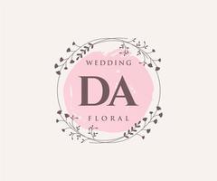 DA Initials letter Wedding monogram logos template, hand drawn modern minimalistic and floral templates for Invitation cards, Save the Date, elegant identity. vector