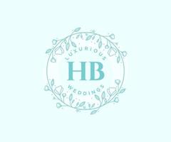 HB Initials letter Wedding monogram logos template, hand drawn modern minimalistic and floral templates for Invitation cards, Save the Date, elegant identity. vector