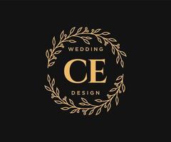 colección de logotipos de monograma de boda con letras iniciales ce, plantillas florales y minimalistas modernas dibujadas a mano para tarjetas de invitación, guardar la fecha, identidad elegante para restaurante, boutique, café en vector