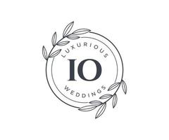 IO Initials letter Wedding monogram logos template, hand drawn modern minimalistic and floral templates for Invitation cards, Save the Date, elegant identity. vector