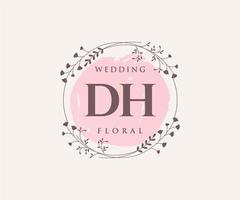 DH Initials letter Wedding monogram logos template, hand drawn modern minimalistic and floral templates for Invitation cards, Save the Date, elegant identity. vector