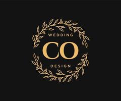 colección de logotipos de monograma de boda con iniciales co, plantillas florales y minimalistas modernas dibujadas a mano para tarjetas de invitación, guardar la fecha, identidad elegante para restaurante, boutique, café en vector