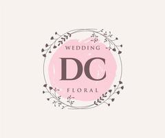 plantilla de logotipos de monograma de boda con letras iniciales dc, plantillas florales y minimalistas modernas dibujadas a mano para tarjetas de invitación, guardar la fecha, identidad elegante. vector