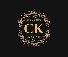 colección de logotipos de monograma de boda con letras iniciales ck, plantillas florales y minimalistas modernas dibujadas a mano para tarjetas de invitación, guardar la fecha, identidad elegante para restaurante, boutique, café en vector