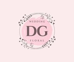 DG Initials letter Wedding monogram logos template, hand drawn modern minimalistic and floral templates for Invitation cards, Save the Date, elegant identity. vector