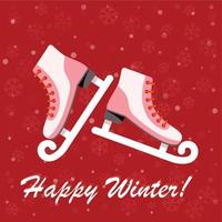 Vector illustration banner hello witer with skates