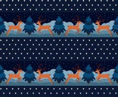 Knitted Christmas and New Year pattern. Wool Knitting Sweater Design. Wallpaper wrapping paper textile print. vector