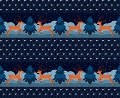 Knitted Christmas and New Year pattern. Wool Knitting Sweater Design. Wallpaper wrapping paper textile print. vector