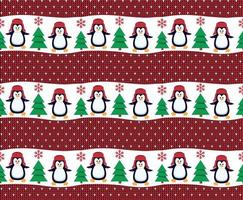 Knitted Christmas and New Year pattern in penguin esp 10 vector