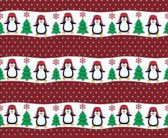 Knitted Christmas and New Year pattern in penguin esp 10 vector