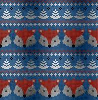 New Year's Christmas pattern knitted with foxes vector illustration eps
