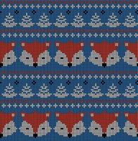 New Year's Christmas pattern knitted with foxes vector illustration eps