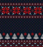 Knitted Christmas and New Year pattern in cow. Wool Knitting Sweater Design. Wallpaper wrapping paper textile print. vector