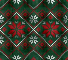 Knitted Christmas and New Year pattern. Wool Knitting Sweater Design. Wallpaper wrapping paper textile print. vector
