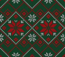 Knitted Christmas and New Year pattern. Wool Knitting Sweater Design. Wallpaper wrapping paper textile print. vector