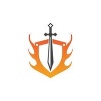 Black Sword War Defend Logo Vector Illustration