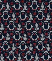 Knitted Christmas and New Year pattern. Wool Knitting Sweater Design. Wallpaper wrapping paper textile print. Eps 10 vector