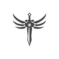 Black Sword War Defend Logo Vector Illustration