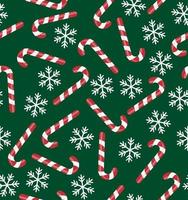 Christmas seamless pattern with candy canes, snowflakes, snow ball on blue background. Background for wrapping paper, fabric print, greeting cards. Winter Holiday design. vector