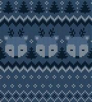 Knitted Christmas and New Year pattern. Wool Knitting Sweater Design. Wallpaper wrapping paper textile print. Eps 10 vector