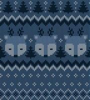 Knitted Christmas and New Year pattern. Wool Knitting Sweater Design. Wallpaper wrapping paper textile print. Eps 10 vector