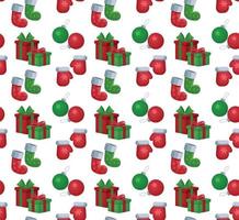 Vector seamless flat pattern with icons of Happy New Year and Christmas Day