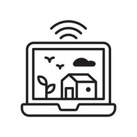 Monitoring System vector outline icon style illustration. EPS 10 file