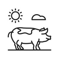 Pig vector outline icon style illustration. EPS 10 file